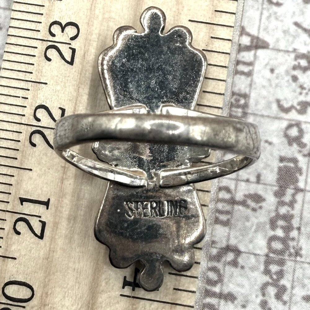 SOLD OUT Vintage Old Pawn Sterling Silver Turquoise Artisan Ring - Picture 5 of 15